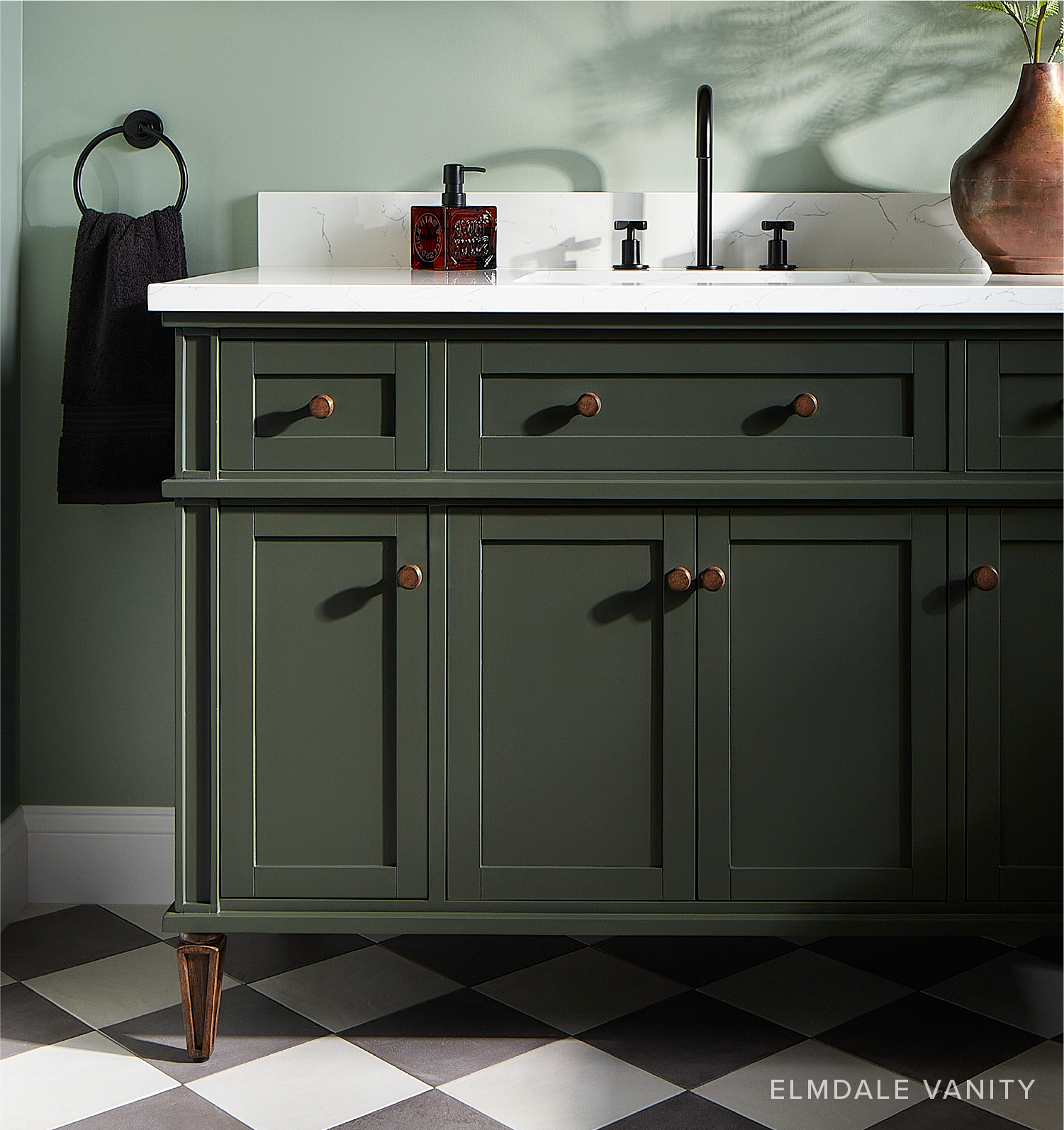 Elmdale Vanity with Rectangular Undermount Sink - Dark Olive Green