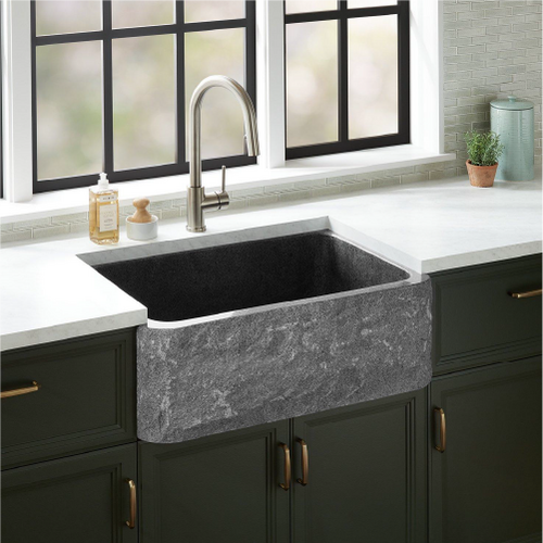 Finbrook Chiseled Granite Farmhouse Sink - Black