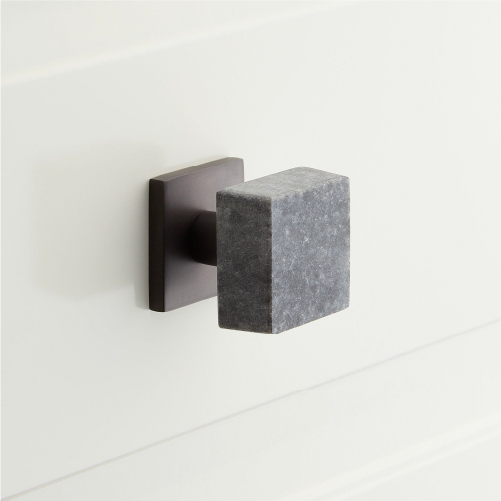 Jarek Square Cabinet Knob - Gray Granite/Satin Gunmetal