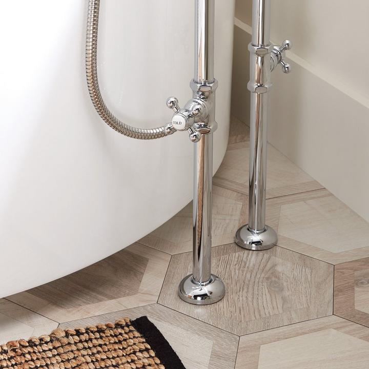 Sebastian Freestanding Tub Faucet and Supplies with Cross Handles for bathtub essentials