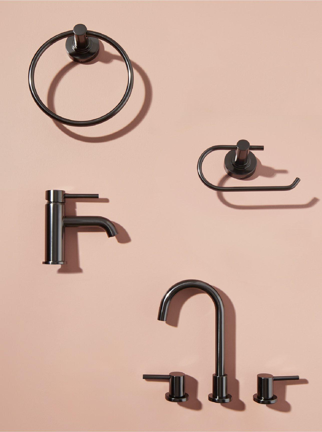 Lexia Widespread Bathroom Faucet, Single Hole Bathroom Faucet, Towel Ring in Gunmetal