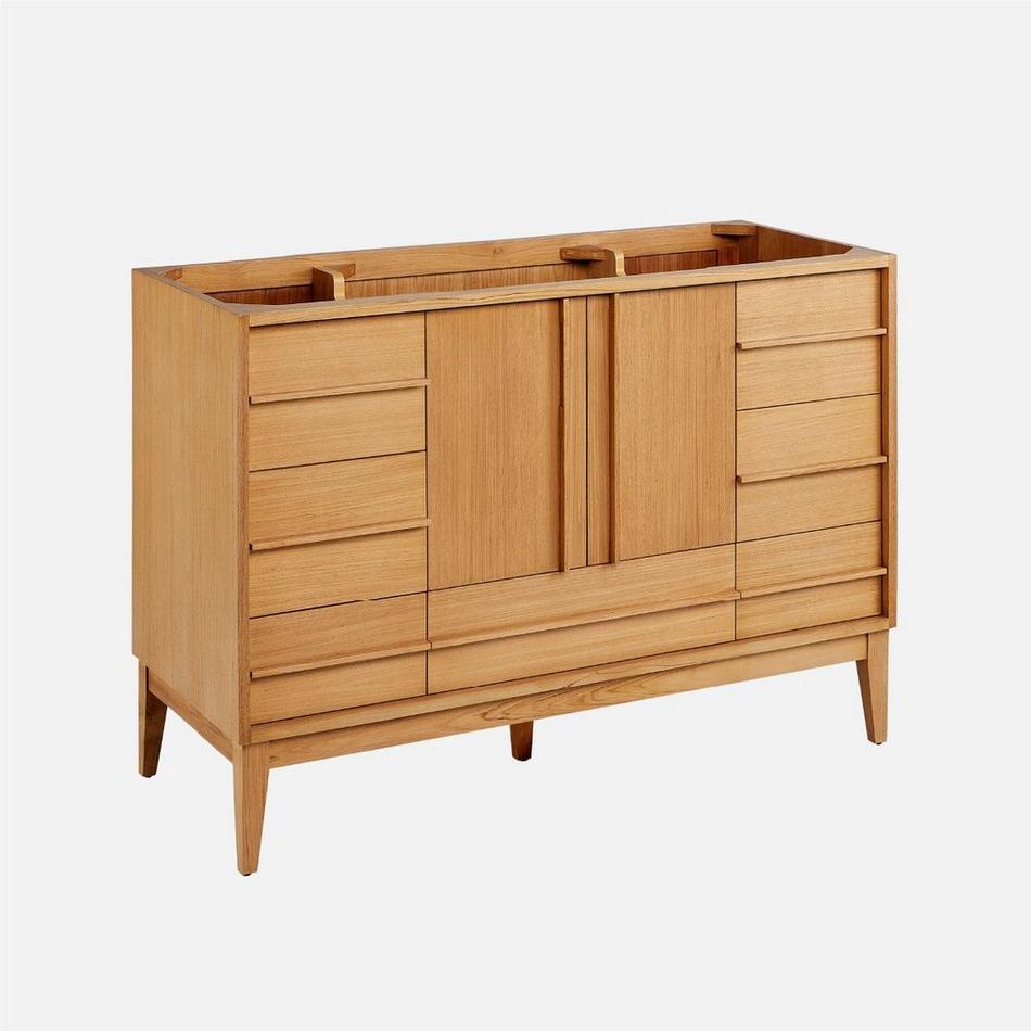 Sybill Vanity with Outlet - Natural Teak - Vanity Cabinet Only