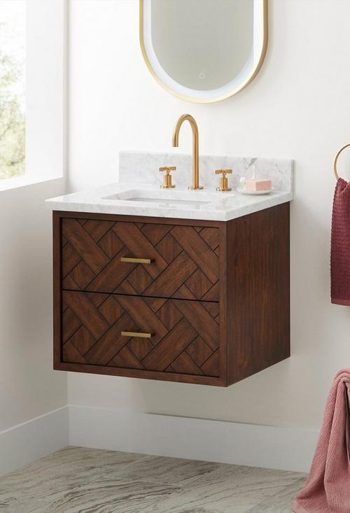 24" Patzi Wall-Mount Vanity in Chocolate Bark Brown