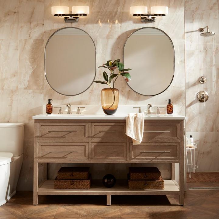 72" Robertson Console Vanity with Rectangular Undermount Sinks - Brushed White, Elita Widespread Faucet in Brushed Nickel