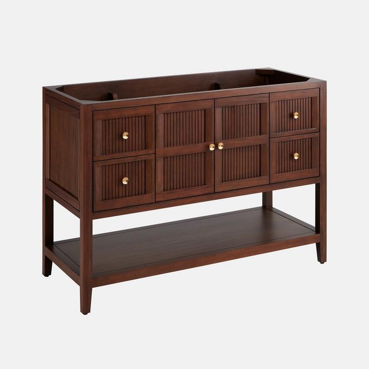 48" Nikolai Vanity with Outlets - Rect Undermount Sinks - Winterland Walnut - Vanity Only