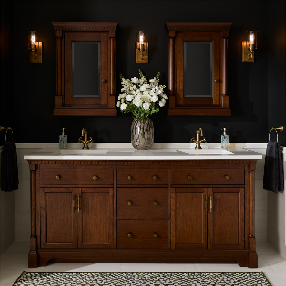Elmdale Double Vanity for Rect Undermount Sinks-Antique Brown-Arctic