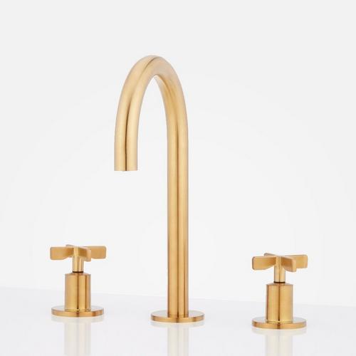 Vassor Widespread Bathroom Faucet in Brushed Gold