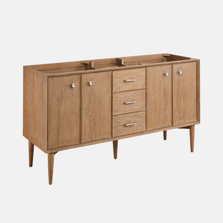 60" Wendolyn Teak Double Vanity with Rect Undermount Sinks - No Vanity Top