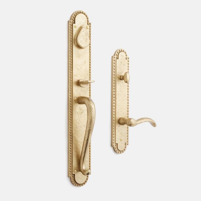 Marconi Solid Brass Entrance Door Set in Satin Brass for Victorian design