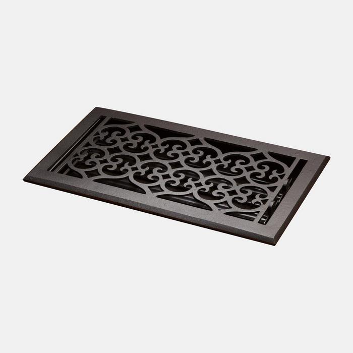 Old Victorian Cast Iron Floor Register in Black Powder Coat for Victorian style