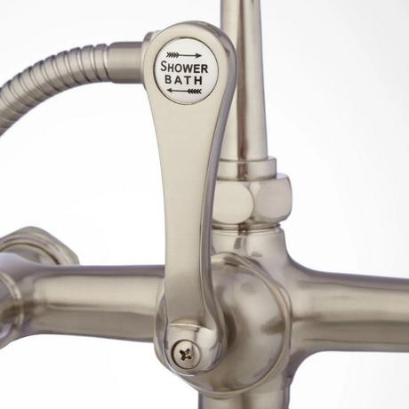 Wall-Mount Telephone Faucet & Hand Shower - Porcelain Lever Handles