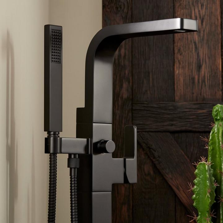 Hibiscus Freestanding Tub Faucet in Matte Black for western gothic aesthetic