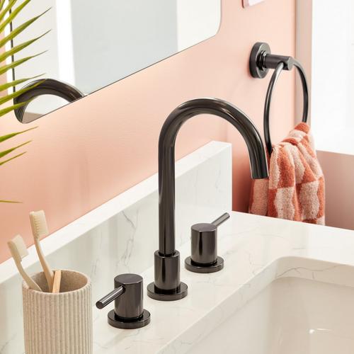 Lexia Widespread Gooseneck Bathroom Faucet in Gunmetal