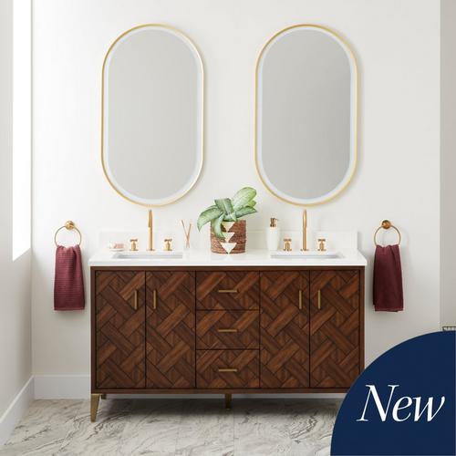 60" Patzi Double Vanity with Rectangular Undermount Sinks - Chocolate Bark Brown