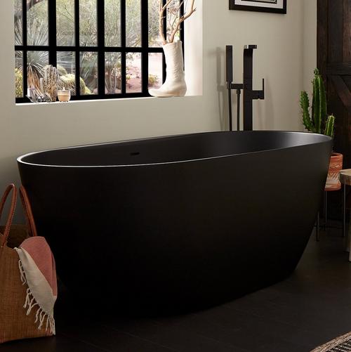 66" Catino Solid Surface Freestanding Tub in Matte Black