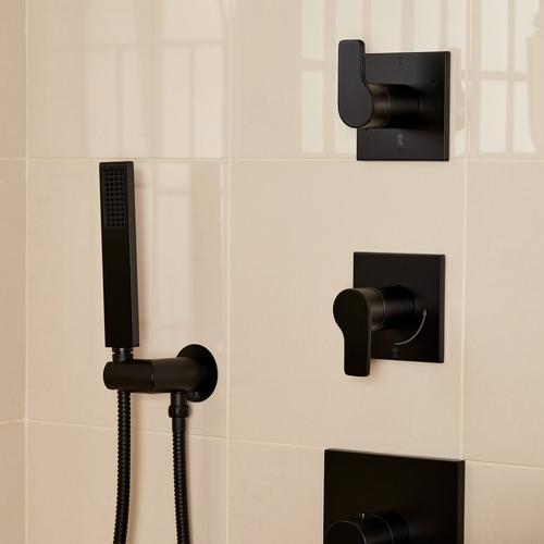 Hibiscus Thermostatic Shower System in Matte Black