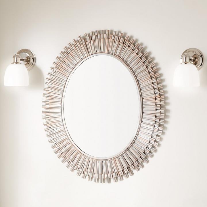 Rubidoux Decorative Vanity Mirror in Silver Powder Coat/Copper