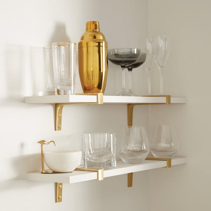 Gehler Solid Brass Shelf Bracket in Satin Brass