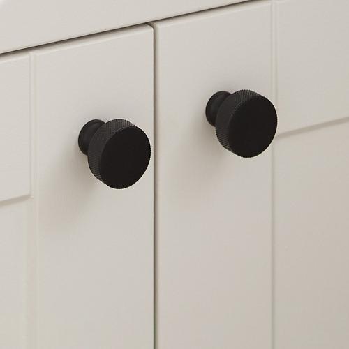 Arles Knurled Brass Cabinet Knob in Black