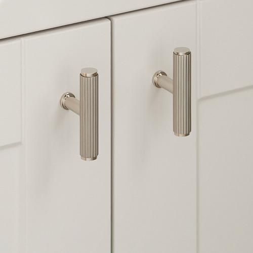 Brixlee Reeded Brass T Knob in Brushed Nickel & Polished Nickel