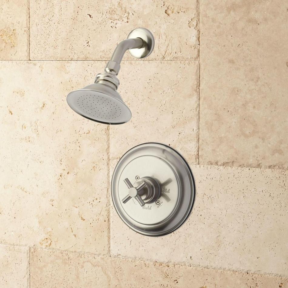 Windom Shower Set with Modern Cross Handle - 10" Arm - Brushed Nickel, , large image number 1