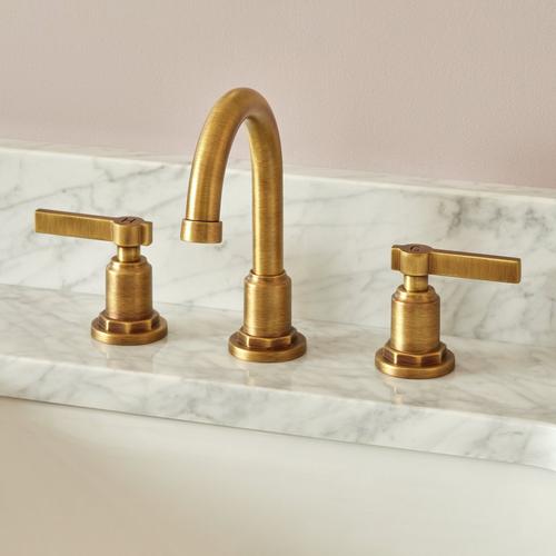 Greyfield Widespread Bathroom Faucet in Aged Brass